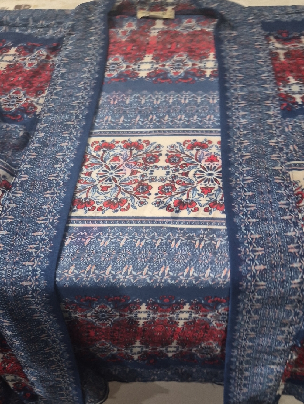 Ina Blue and Red Floral Boho Cardigan